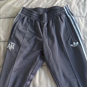 Adidas Argentina Dark Gray Joggers with Blue Stripes
